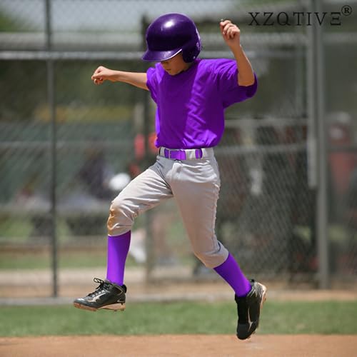 Image of XZQTIVE Baseball Softball Socks and Baseball Softball Belt Combo Set Knee-High Soccer Socks for Kids Youth Adult