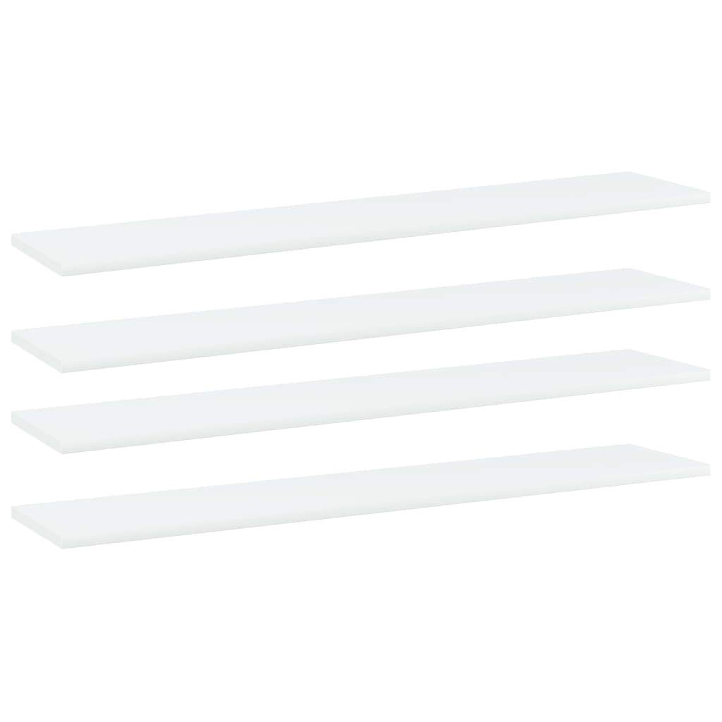Regał na książki, 4 szt., biały, 100 x 20 x 1,5 cm, materiał drewnopochodny do systemu regałowego, regał ścienny, regał stojący, miejsce do przechowywania, do sypialni, biura, salonu