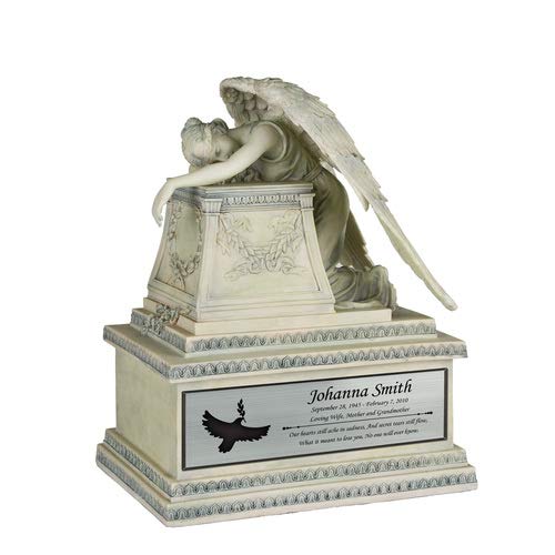 Perfect Memorials Medium Custom Engraved Weeping Angel Cremation Urn (240 cu/in) - Special Urn Keepsake for Adult Human Ashes/Personal Plaque/Display at Home/Beautiful Tribute for Your Loved One - Thumbnail 7
