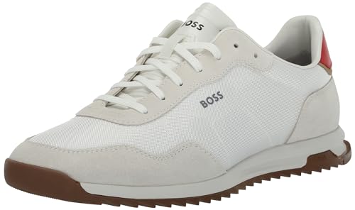 Image of BOSS Men's Zayn Low Profile Suede Leather Two Tone Sneaker