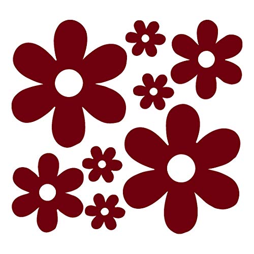 Image of Groovy Daisy Flower (Burgundy) (Set of 2) Premium Waterproof Vinyl Decal Stickers for Laptop Phone Accessory Helmet Car Window Bumper Mug Tuber Cup Door Wall Decoration