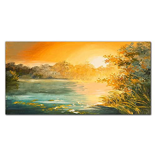 Tableau d'intérieur lac 120x60cm pour habiller un grand mur vide
