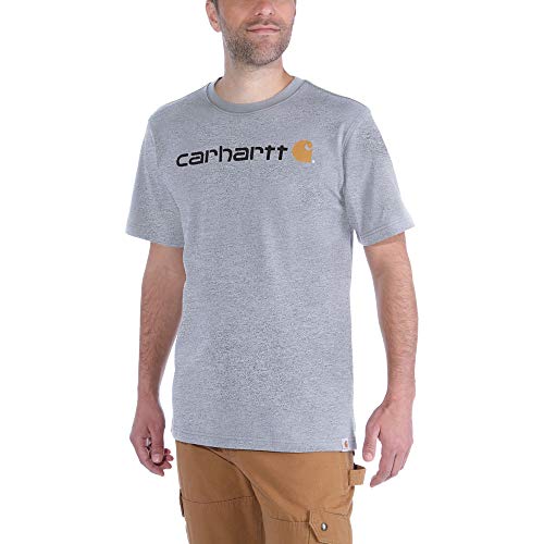 Carhartt Relaxed Fit Heavyweight Short-sleeve Logo Graphic T-shirt, Camiseta Work Utility, Hombre, Jaspeado Gris, XL