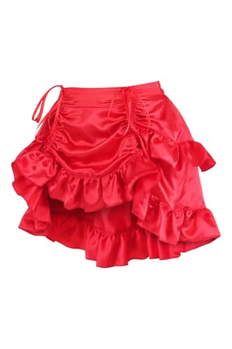 Daisy corsets Women's Red Satin Ruched Bustle Mini Skirt2