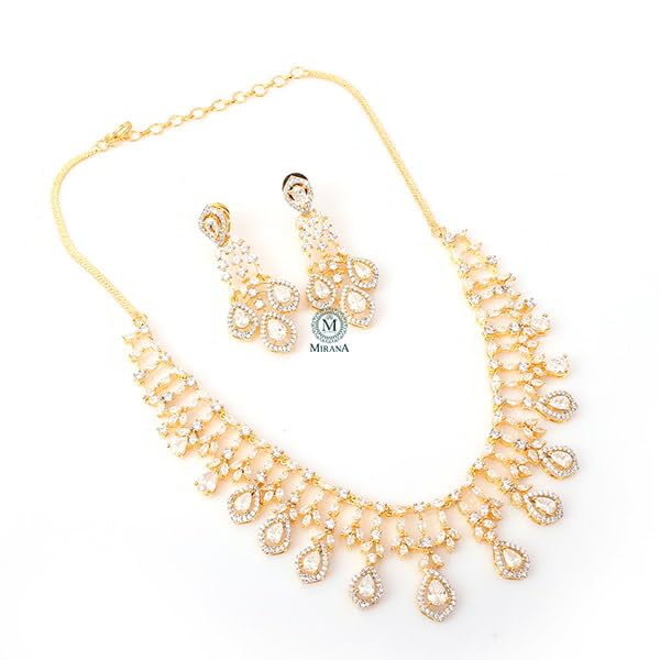 MIRANA Gracy CZ Designer Necklace Set (Gold) (B0CDS23VTJ) Amazon Price History, Amazon Price Tracker