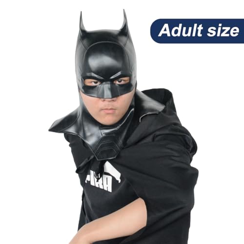 HugOutdoor Halloween Cosplay Man Cool Mask Superhero Knight Black Latex Full Head Masks Party Costume Accessories for Adult Size - Image 6