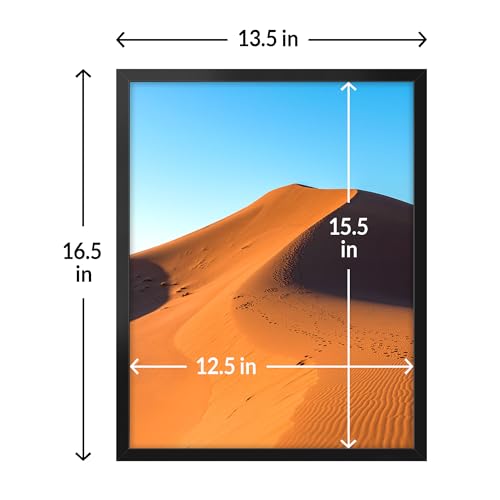 LaVie Home 13x16 Picture Frame for Wall Display, 13x16 Black Picture Frame with HD Plexiglas, 13 x 16 Poster Frame 1 Pack, Display Frame for Vertical or Horizontal, Classic Collection