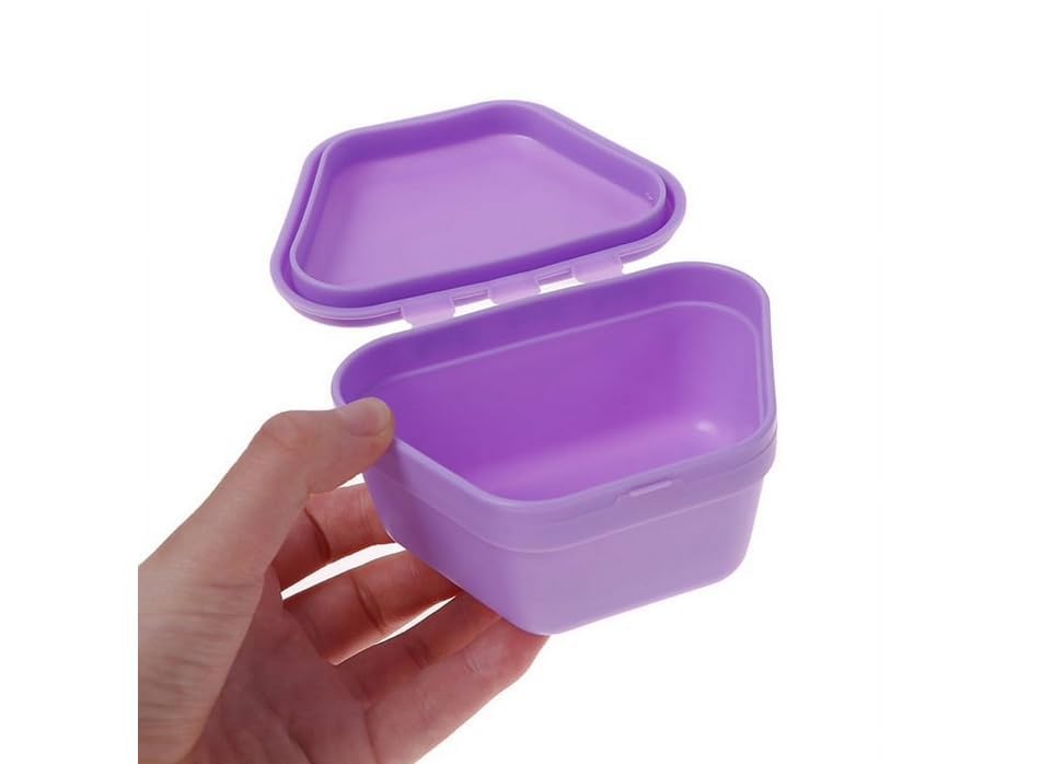 Miniatura 3 de Caja de almacenamiento de caja de baño de dentadura 3 "Color aleatorio de plástico titular de la dentadura del envase de la taza de la dentadura del