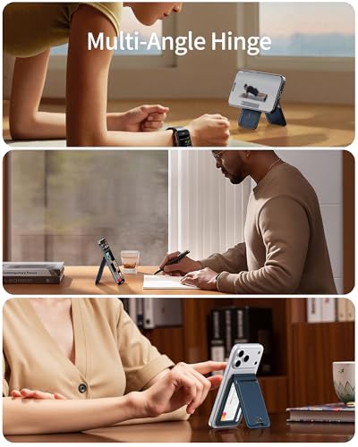 Image of iWALK Stronger Magnetic Wallet, Upgraded for MagSafe Wallet, RFID Blocking, 5 Card Holder with Adjustable Stand, Slim Leather Phone Wallets for iPhone 16 /15 /14 /13 /12 Series, iPhone Wallets Navy Blue