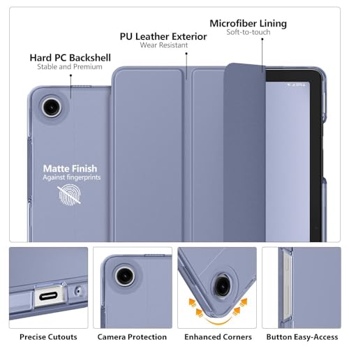 Image of MoKo Case for Galaxy Tab A9+ /A9 Plus 11 inch 2023, Slim Stand Protective Smart Cover with Hard PC Translucent Back Shell for Tab A9 Plus Tablet (SM-X210 /X216 /X218), Auto Wake /Sleep, Grey Purple