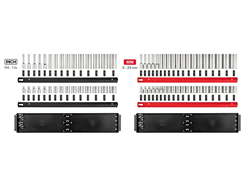 Image of TEKTON 3 /8 Inch Drive 6-Point Socket Set with Rails, 68-Piece (1 /4-1 in., 6-24 mm) | SHD91220