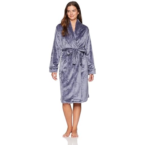 Essentials by Seven Apparel Women's Andrassy Pinstripe Jacquard Luxury Ladies Robe Collection, Gray, OSFM Cover