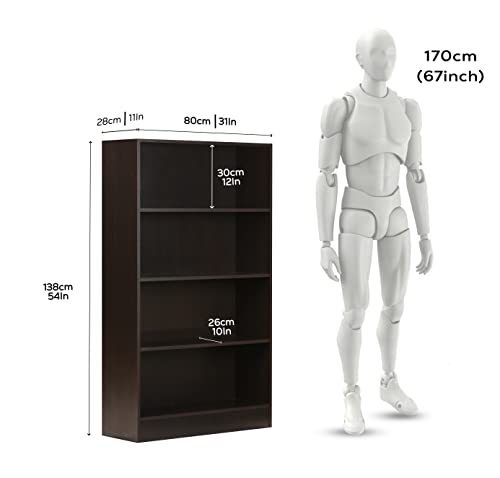 Image of DeckUp Muvo 4-Shelf Engineered Wood Book Shelf and Display Unit (Dark Wenge, Matte Finish)