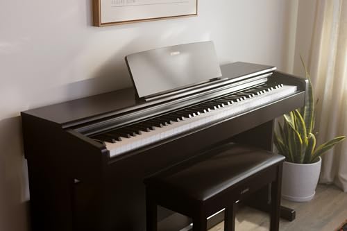 Image of Yamaha Arius Series 88-Key Weighted Action Digital Piano for Aspiring Musicians, CFX Concert Grand Piano Voice, 3-Pedal Unit, Bench Included, Classic Upright Design, Dark Rosewood YDP145R