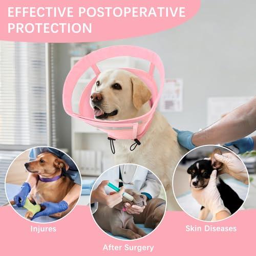 Image of ASENKU Dog Cone Collar, Soft Adjustable Cone for Dogs to Stop Licking, Lightweight Recovery Dog Cone After Surgery, Pet E-Collar for Small, Medium & Large Dogs (Pink, S)
