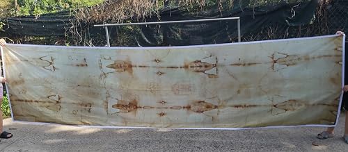 Replica Shroud of Turin, Full Size Religious Art Print on Fabric, Ancient Burial Cloth Reproduction