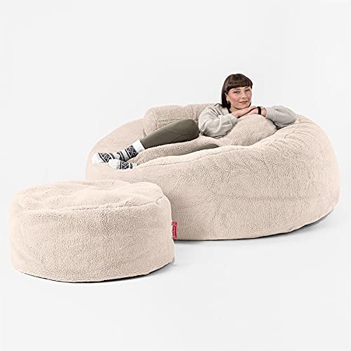 Lounge Pug - 'Mega-Mammoth' Sofa Sitzsack XXL - Schlafsofa - Teddy Kunstfell Creme – Bild 4