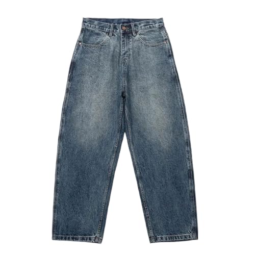 Mens Denim Jeans American Style Straight Fit Streetwear Pants Loose Trousers