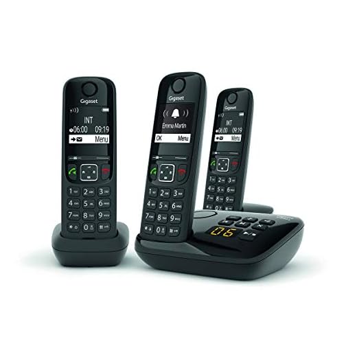Gigaset AS690A Trio - Téléphone fixe sans fil avec répondeur - 3 combinés - Noir