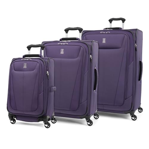 Image of Travelpro Maxlite 5 Softside Expandable Luggage with 4 Spinner Wheels, Lightweight Suitcase, Men and Women, Imperial Purple, 3-Piece Set (21 /25 /29)