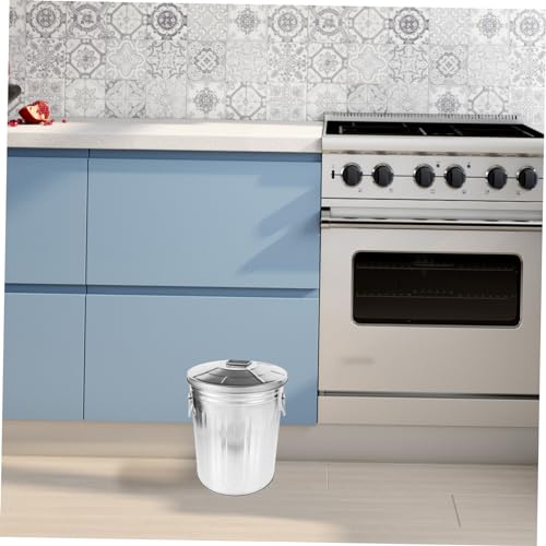 Caneca de basura rectangular de metal Happyyami con tapa miniatura 3