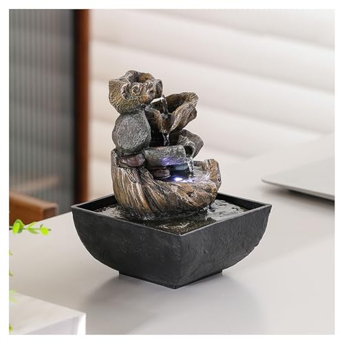 Fuente de agua de mesa, fuente de escritorio de cascada alimentada por USB, decoración de humidificador para el hogar, oficina, sala de estar, dormitorio