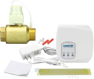 FloodStop Water Heater Leak Detector Kit with Automatic Water Shut-Off and Visual/Audible Alarms, 1-1/4" NPT MIP x FIP