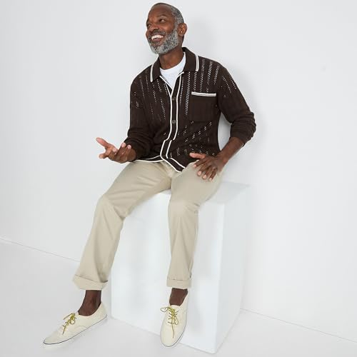 Lands' End Men's Long Sleeve Button Through Summer Polo Cardigan4