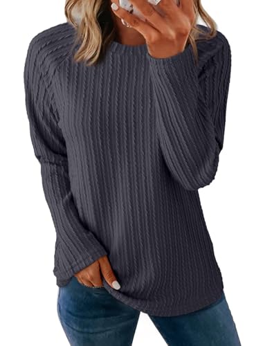 Image of Dokotoo Womens Tops Long Sleeve Lightweight Shirts 2026 Spring Fashion Clothing Trendy Tops Crewneck Knit Basic Tee