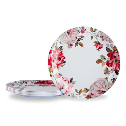 Image of Melamine Dinner Plates | Round Full Plate | Microwave Safe | Break Resistant | Plates for Breakfast, Lunch, Dinner | Plates for Home, Office, Restaurant | Set of 6 | 11 Inch's (White)