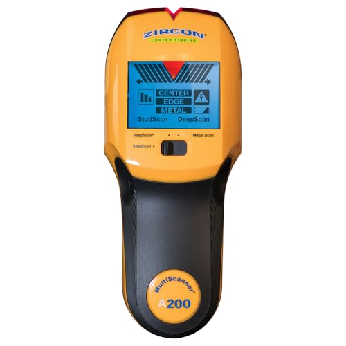 Image of Zircon MultiScanner A200 with Bonus Mini Pocket Level - Electronic Wall Scanner Stud Finder & Metal Detector with Live AC Wire Detection, SpotLite Pointer, ACT Auto-Correcting Technology