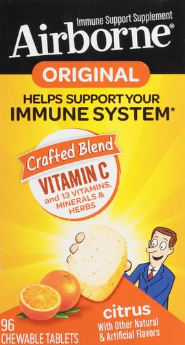 Image of Airborne Vitamin C 1000mg (per Serving) - Citrus Chewable Tablets (96 Count in a Box) - Packaging May Vary (Pack of 12)