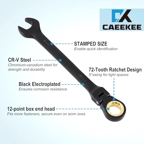 CaeeKee 26-Piece Flex-Head Ratcheting Wrench Set