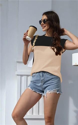 Image of Disamer Cap Sleeve Knit Sweater Tops Sleeveless Vest 2026 Spring Clothes Oversized Summer Tank Trendy Short Sleeve T Shirts