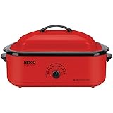 NESCO 4818-12, Classic Roaster Oven with Porcelain Cookwell, Red, 18 quart, 1425 watts