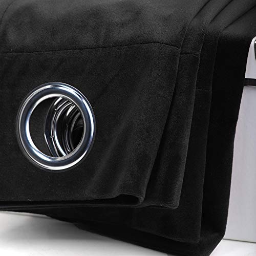 SINGINGLORY Schwarze Samt-Vorhänge, 132,2 x 213,3 cm, Verdunkelung