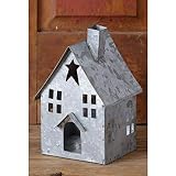 Orchid & Ivy 7.5-Inch Rustic Galvanized Metal Decorative Tin House Tea Light Votive Candle Holder –