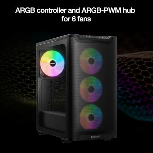 Image of be quiet! Pure Base 501 LX Black Mid-Tower ATX Case | High Airflow | 4 Preinstalled Light Wings LX PWM Fans | ARGB Lighting with Controller and PWM hub | Optimized Air Pressure Case | BGW78