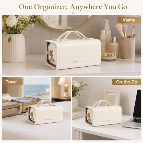 Image of 4 in 1 Detachable with Compartments Toiletry Bag Hanging Roll-Up Makeup Cosmetic Bag, Portable Foldable Toiletry Bag Waterproof Cosmetic Organizer Bag for Women