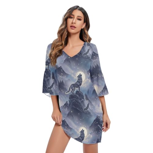 Robe d'été à manches 3/4 Wolf Mountain coupe fluide premium