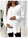 MakeMeChic Women's Maternity Tee Shirt Long Sleeve Round Neck Split Hem Rib Knitted Pregnancy Tops White Large