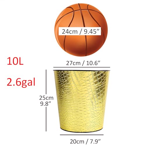 Image of NBHUZEHUA 2.6 Gallon Gold Metal Home Office Trash Can for Near Desk Bedroom Room Dorm Small Waste Paper Basket Garbage Can Trash Bin Dustbin