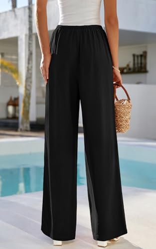 PRETTYGARDEN Summer Wide Leg Linen Pants Women with Pockets High Waist Drawstring Loose Casual Palazzo Lounge Pants Women3