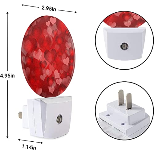 Image of EKOBLA Red Heart Night Light, Romantic Love Valentine Theme Night Lights Plug Into Wall with Auto Sensor for Home Decor