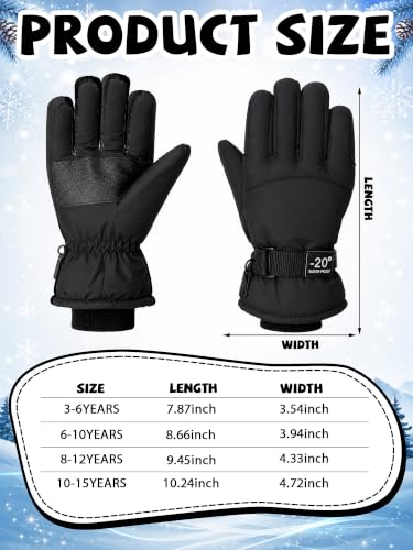 Image of Bencailor 3 Pairs Kids Ski Gloves Children Winter Gloves