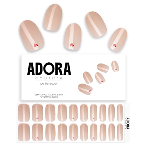 Semi-Cured Gel Nail Strips - 20 Salon-Quality Gel Sticker with UV Light Required, Long Lasting, Easy Application & Removal, Includes Prep Pad, Nail File, Wooden Stick (Cozy Crush)