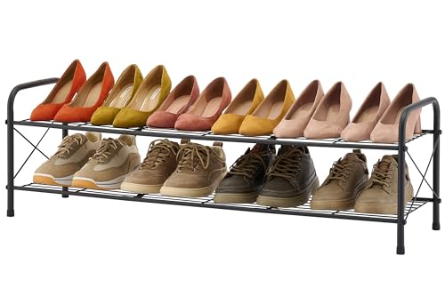 Hoctieon 2 Tier Shoe Rack for Closet, Durable Mesh Style Shoe Rack, Entryway Shoe Shelf, Shoe Storage Organizer for Hallway, Bedroom, Living Room, Wardrobe, Black by Hoctieon - Used condition - Image 8