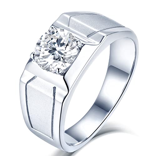 Bague solitaire en argent véritable large homme pour un style sans allergie ni ternissement