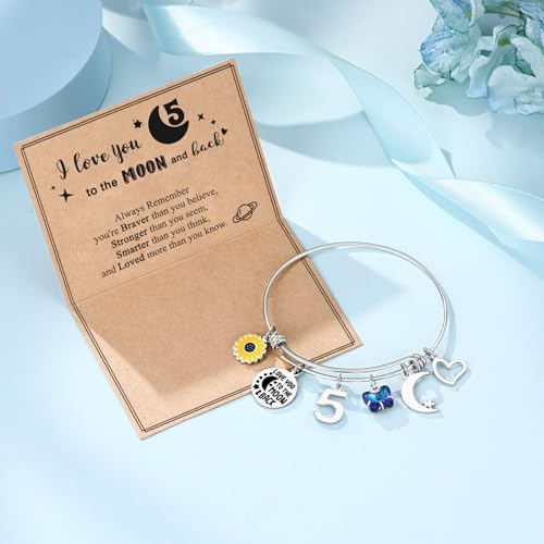 PINKDODO I Love You to the Moon and Back Birthday Bracelets, 5-16 Year Old Girl Gifts for Daughter, Granddaughter, Niece, Friend, Teen Girls4