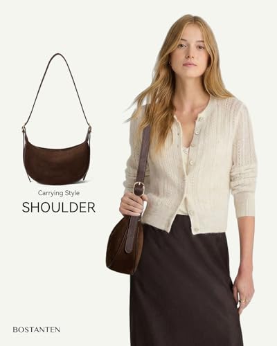 Image of BOSTANTEN Purses for Women Crescent Crossbody Bag Vegan Leather Shoulder Hobo Handbag Adjustable Strap
